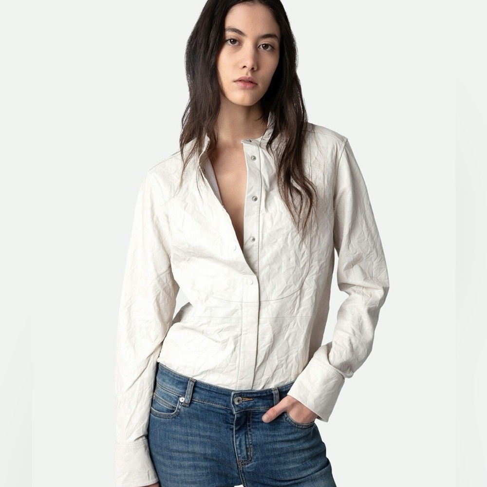 NWT ✨ZADIG & VOLTAIRE ‘Chic Cuir Froisse Leather Jacket’ Small $798 Lamb Leather